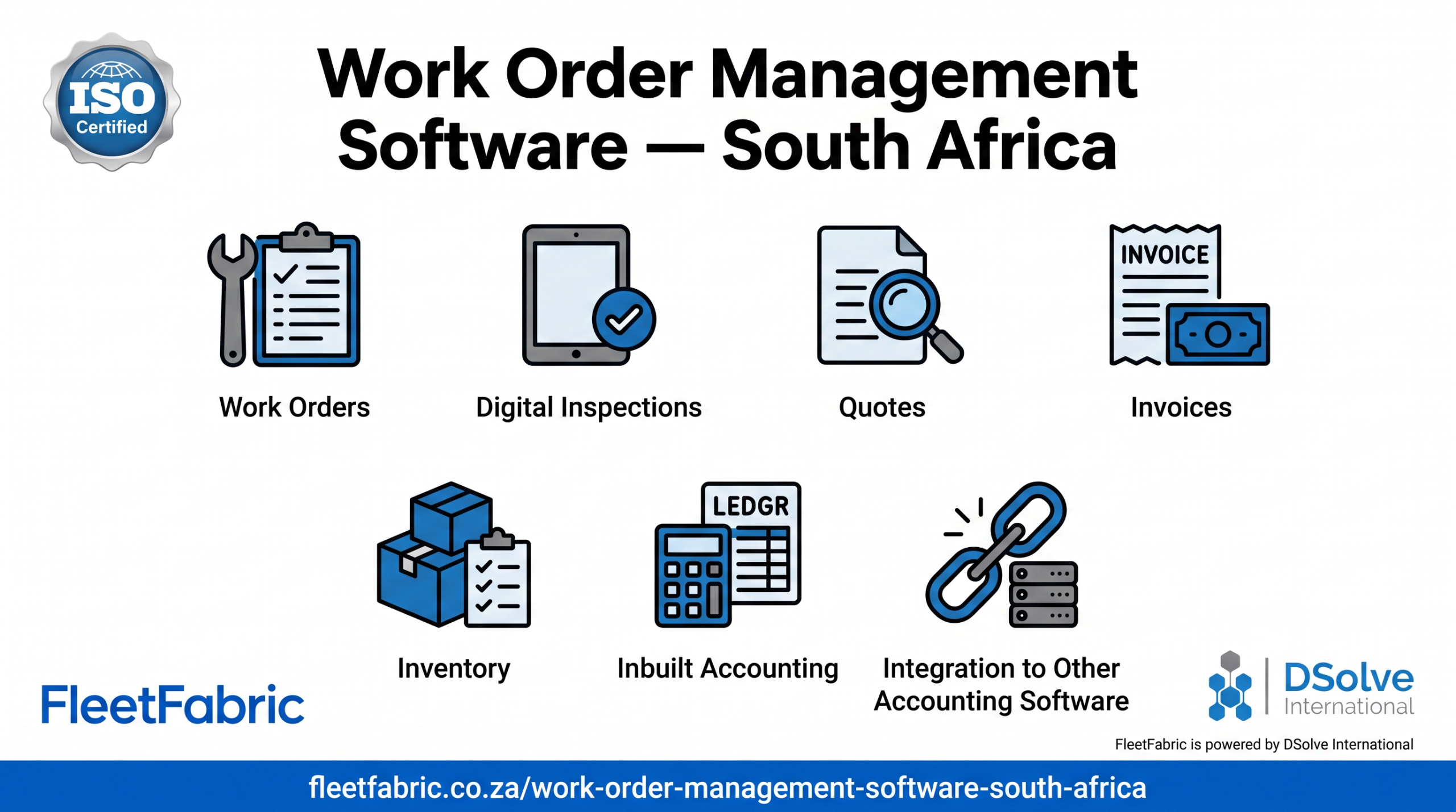 FleetFabric© Work Order Management Software Dashboard — Digital Work Orders, Status, Technician, Parts & Cost